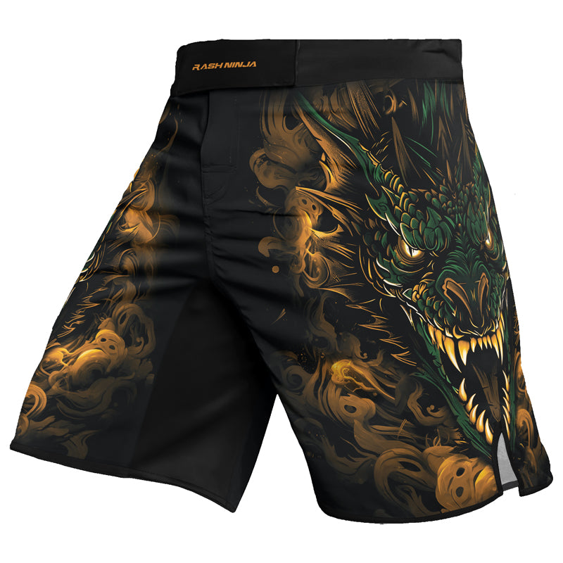 Rashninja Dragon Yellow Green Men's Fight Shorts