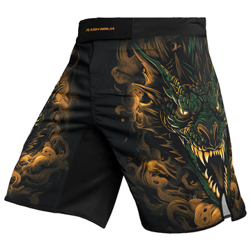 Rashninja Dragon Yellow Green Men's Fight Shorts