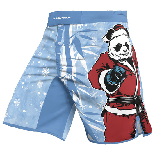 Rashninja Blue Santa Panda Kung Fu Men's Fight Shorts