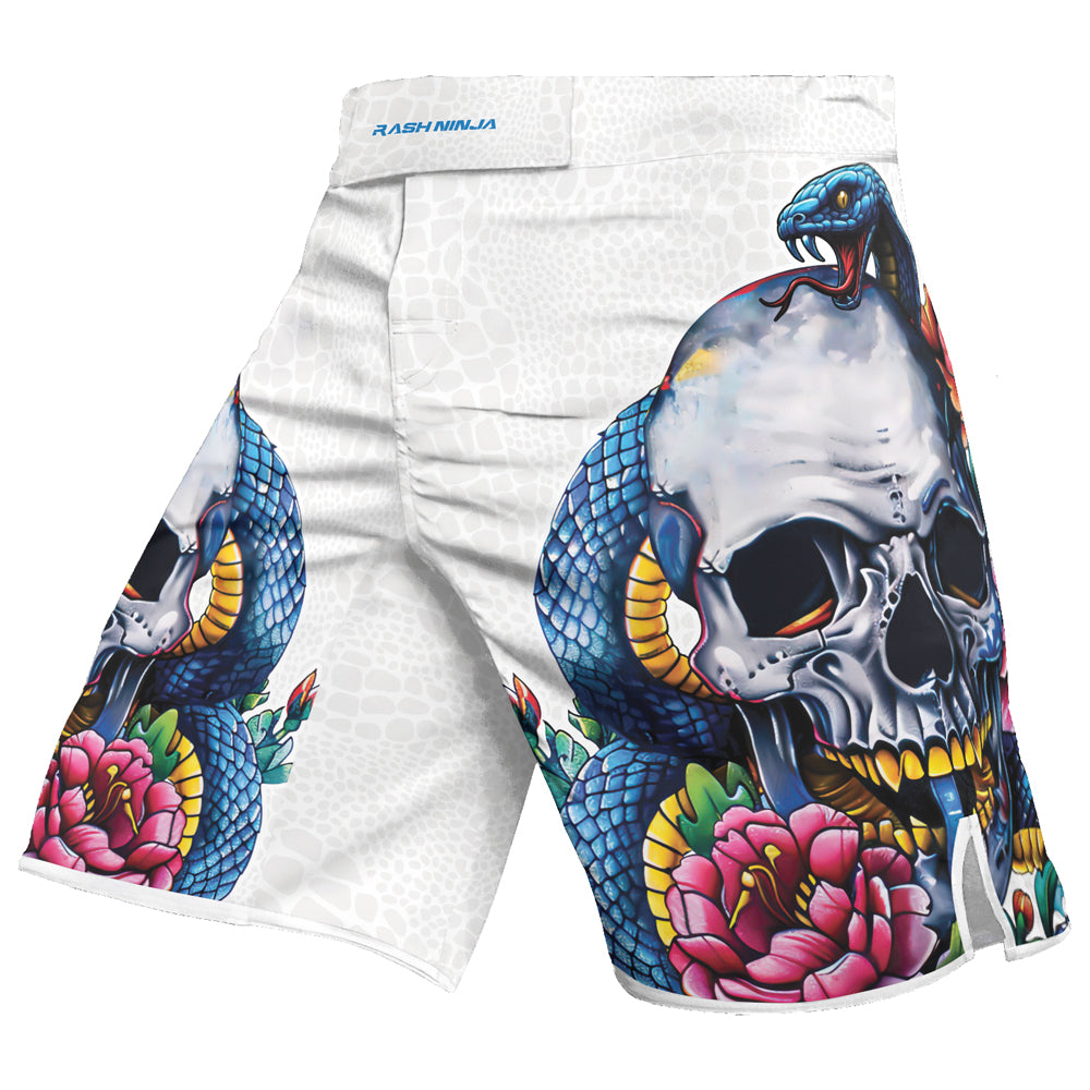 Rashninja Snake Skull Embrace Men's Fight Shorts


