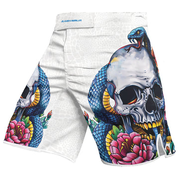 Rashninja Snake Skull Embrace Men's Fight Shorts

