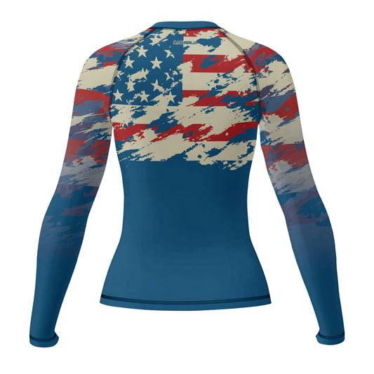 Rashninja American Flag Patriotic Women's Long Sleeve Rash Guard