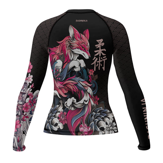 Rashninja Japanese Pink Kitsune Women's Long Sleeve Rash Guard