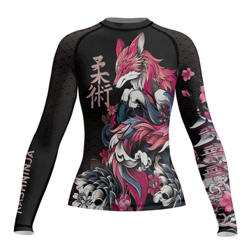 Rashninja Japanese Pink Kitsune Women's Long Sleeve Rash Guard