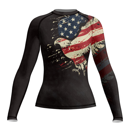 Rashninja Eagle American Flag Women's Long Sleeve Rash Guard