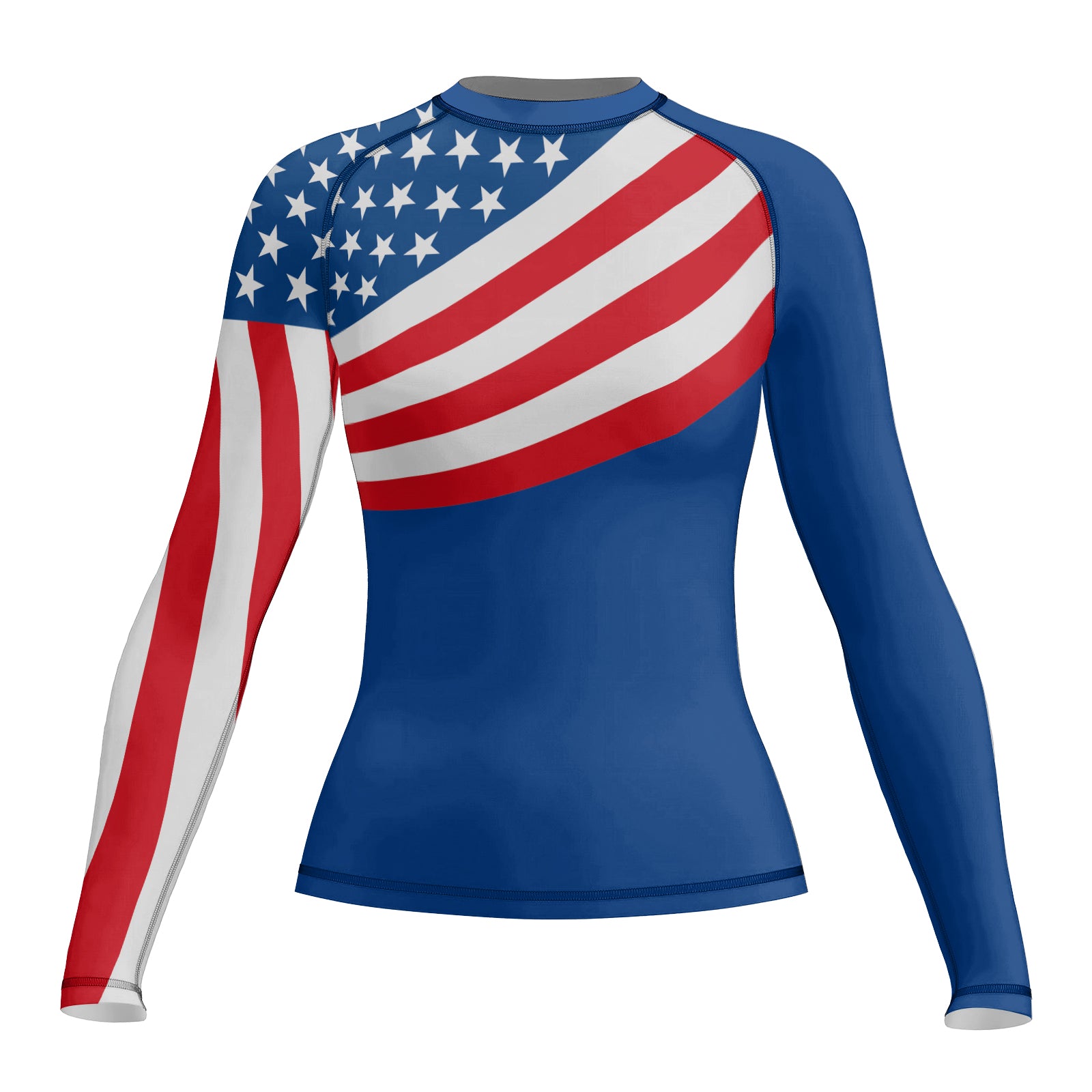 Rashninja USA Flag Patriotic Women's Long Sleeve Rash Guard