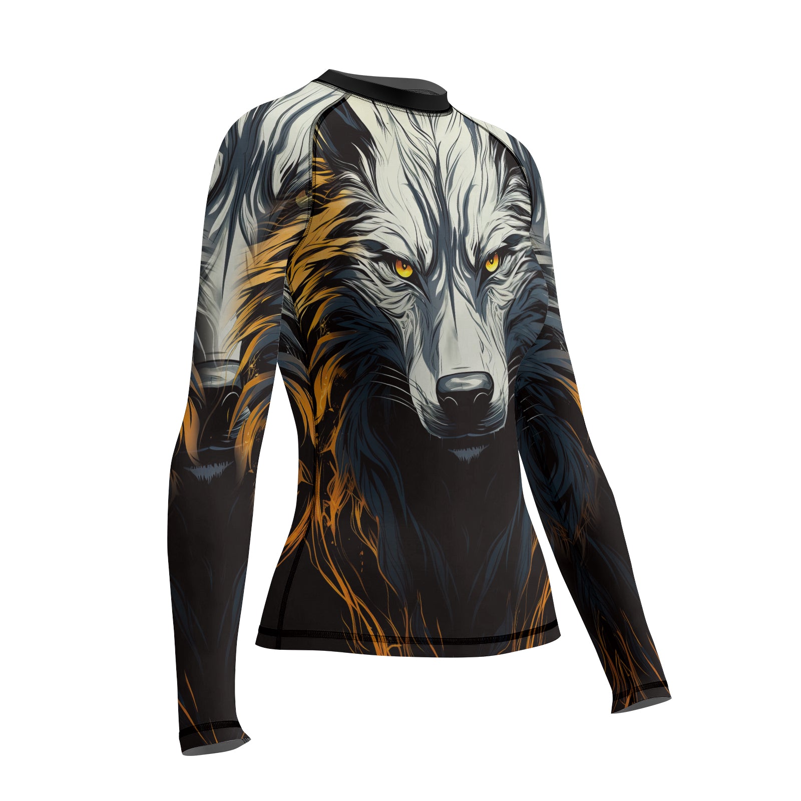 Rashninja White Alpha Wolf Women's Long Sleeve Rash Guard