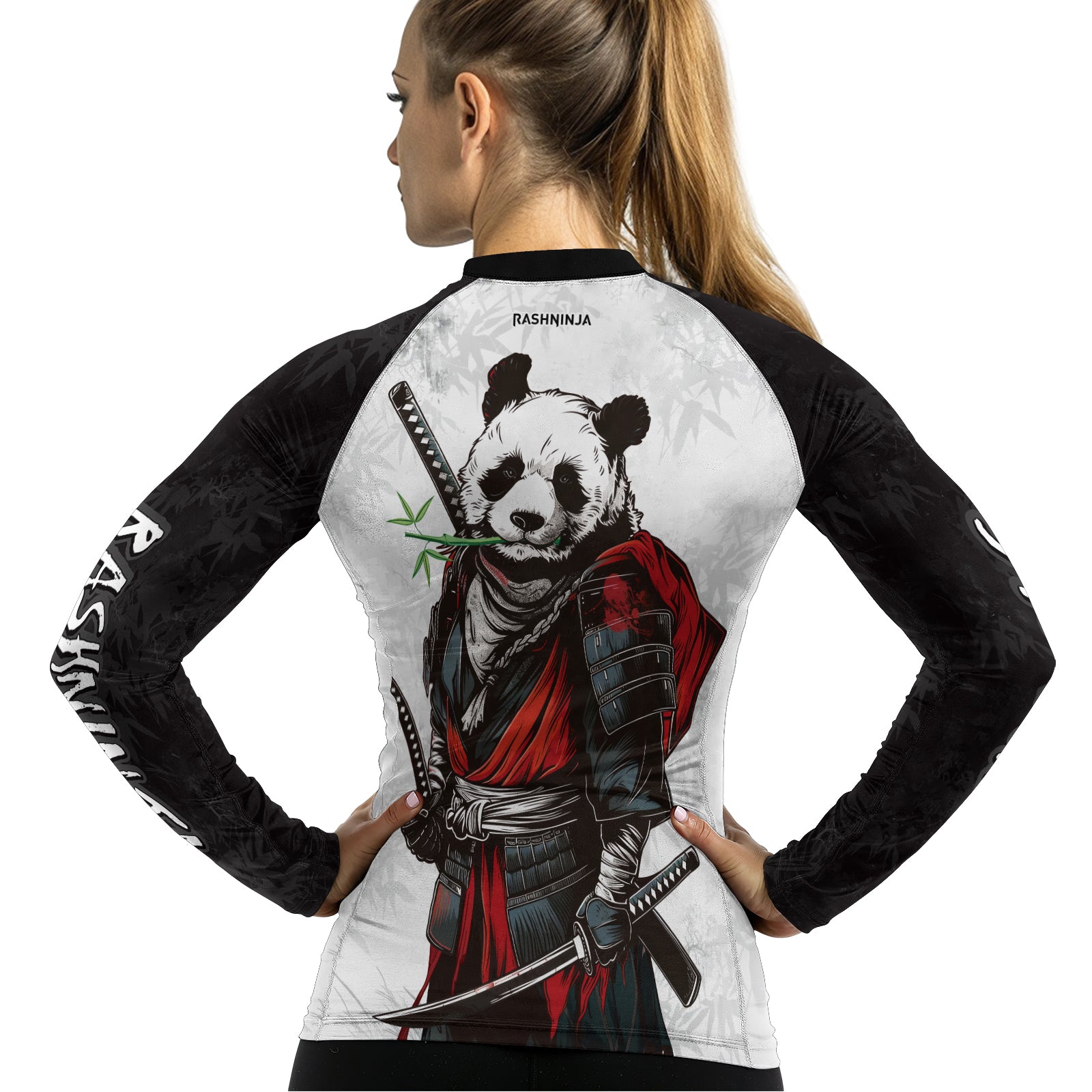 Rashninja Mystic Warrior Panda Samurai Women's Long Sleeve Rash Guard