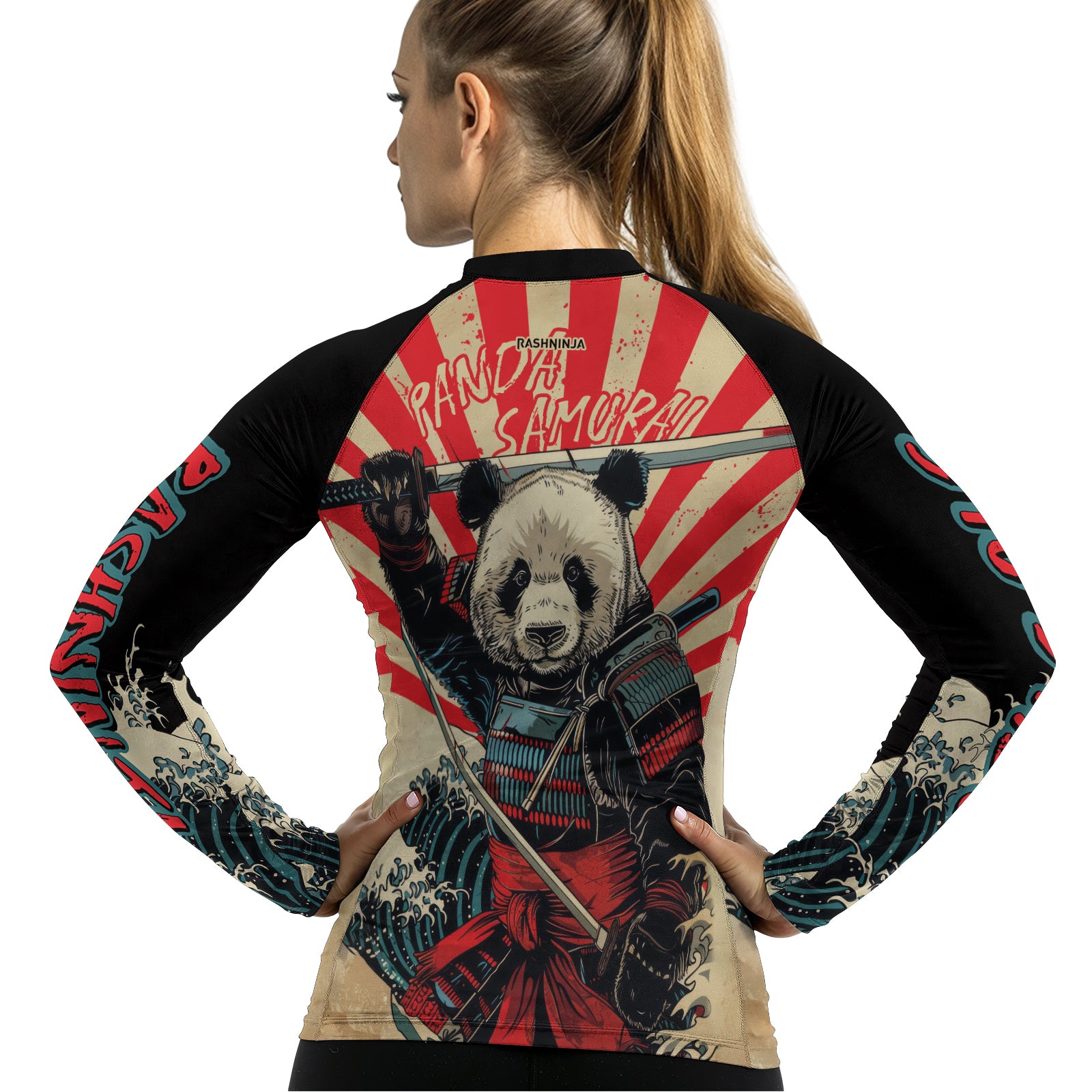 Rashninja Panda Samurai Women's Long Sleeve Rash Guard