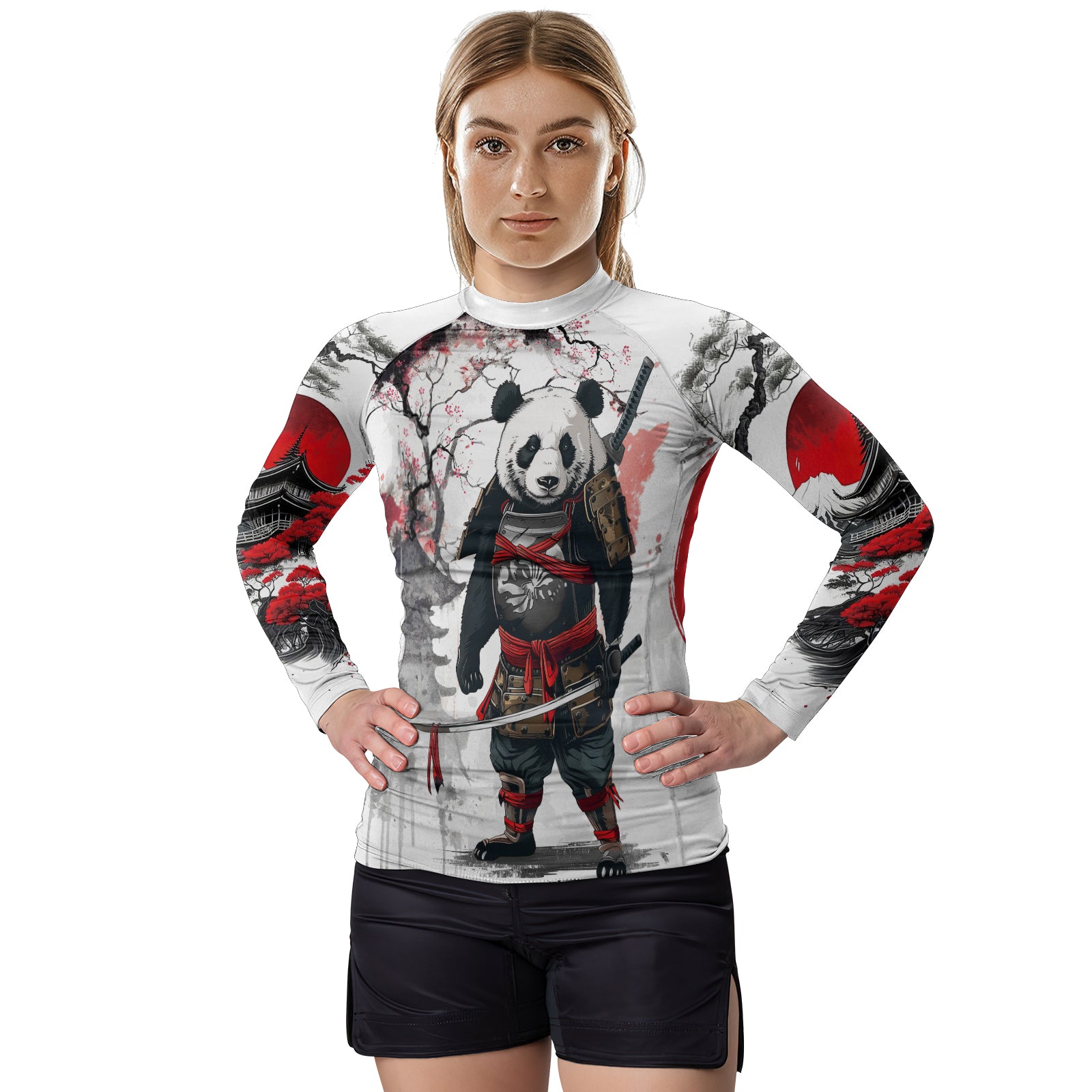 Rashninja Samurai Panda Warrior Women's Long Sleeve Rash Guard