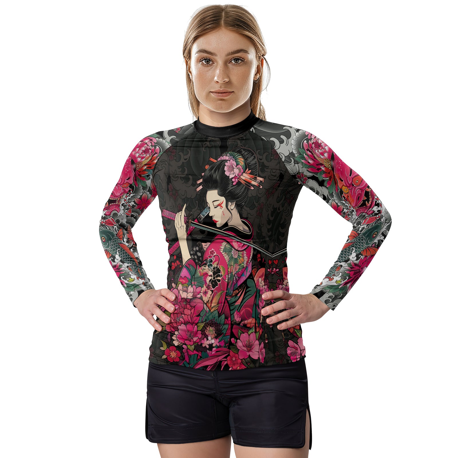 Rashninja Geisha Warrior Bloom Women's Long Sleeve Rash Guard