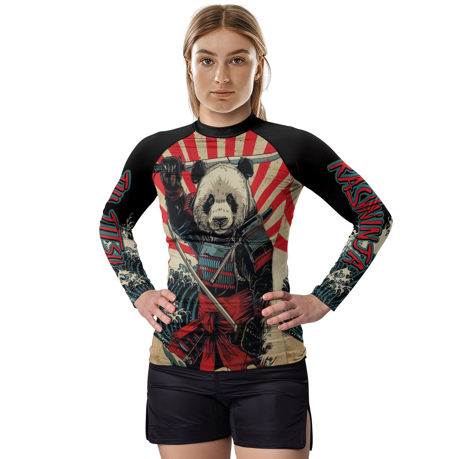 Rashninja Panda Samurai Women's Long Sleeve Rash Guard