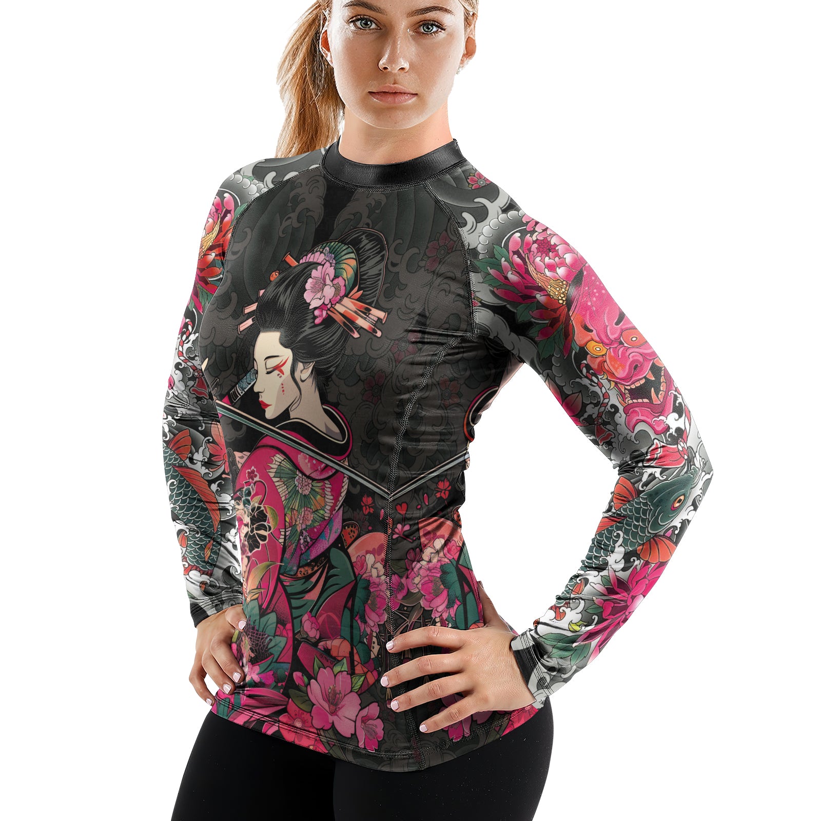 Rashninja Geisha Warrior Bloom Women's Long Sleeve Rash Guard