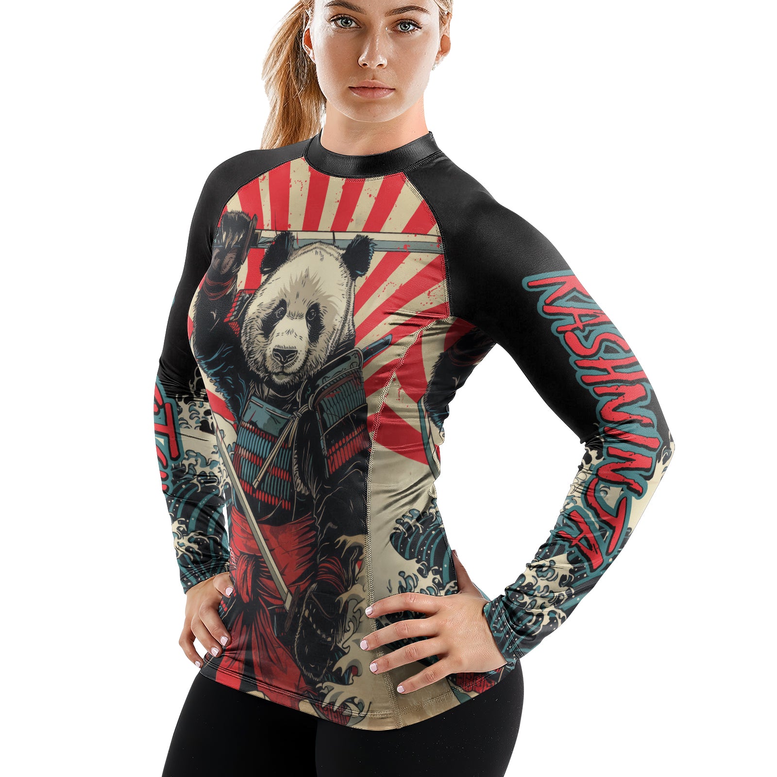 Rashninja Panda Samurai Women's Long Sleeve Rash Guard