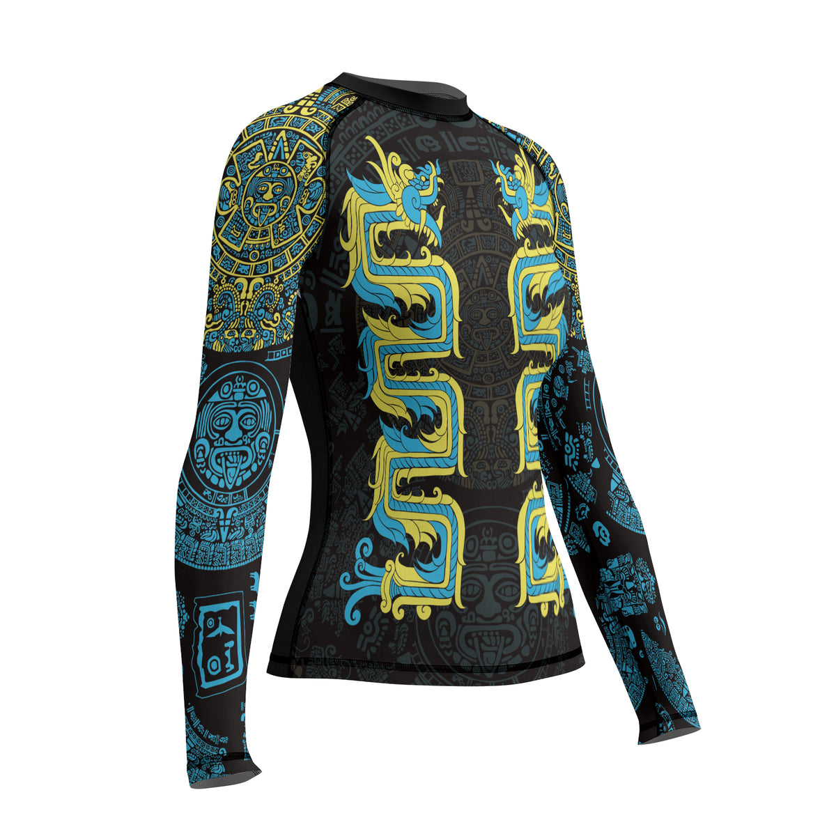 Aztech Snake Guard Rashninja Aztec Quetzalcoatl's Serpent Women's Long Sleeve Rash Guard