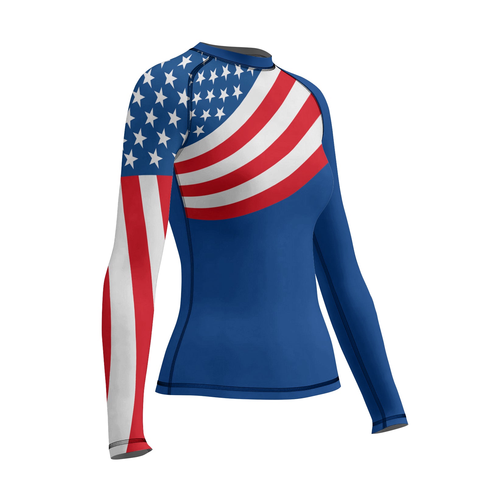 Rashninja USA Flag Patriotic Women's Long Sleeve Rash Guard