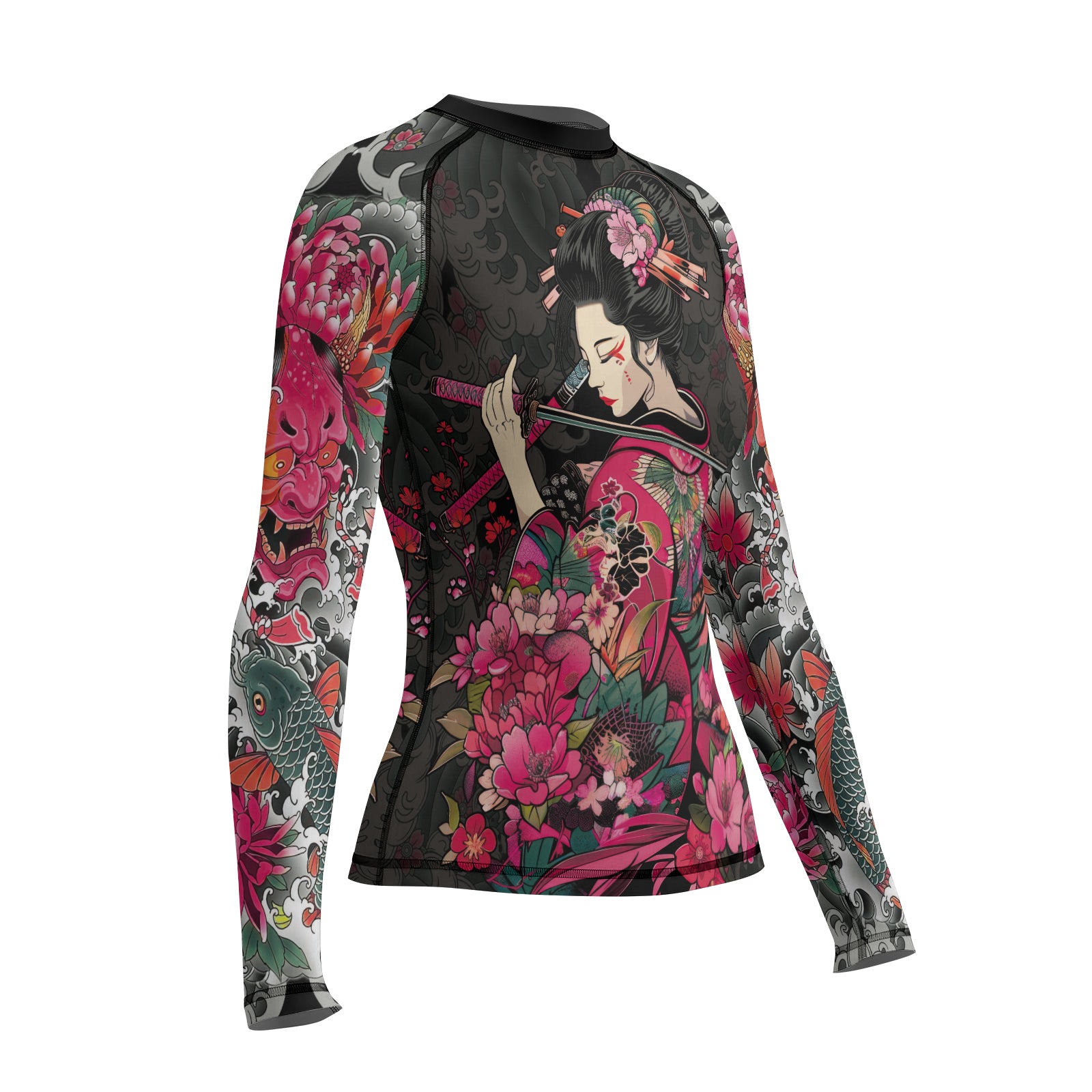 Rashninja Geisha Warrior Bloom Women's Long Sleeve Rash Guard