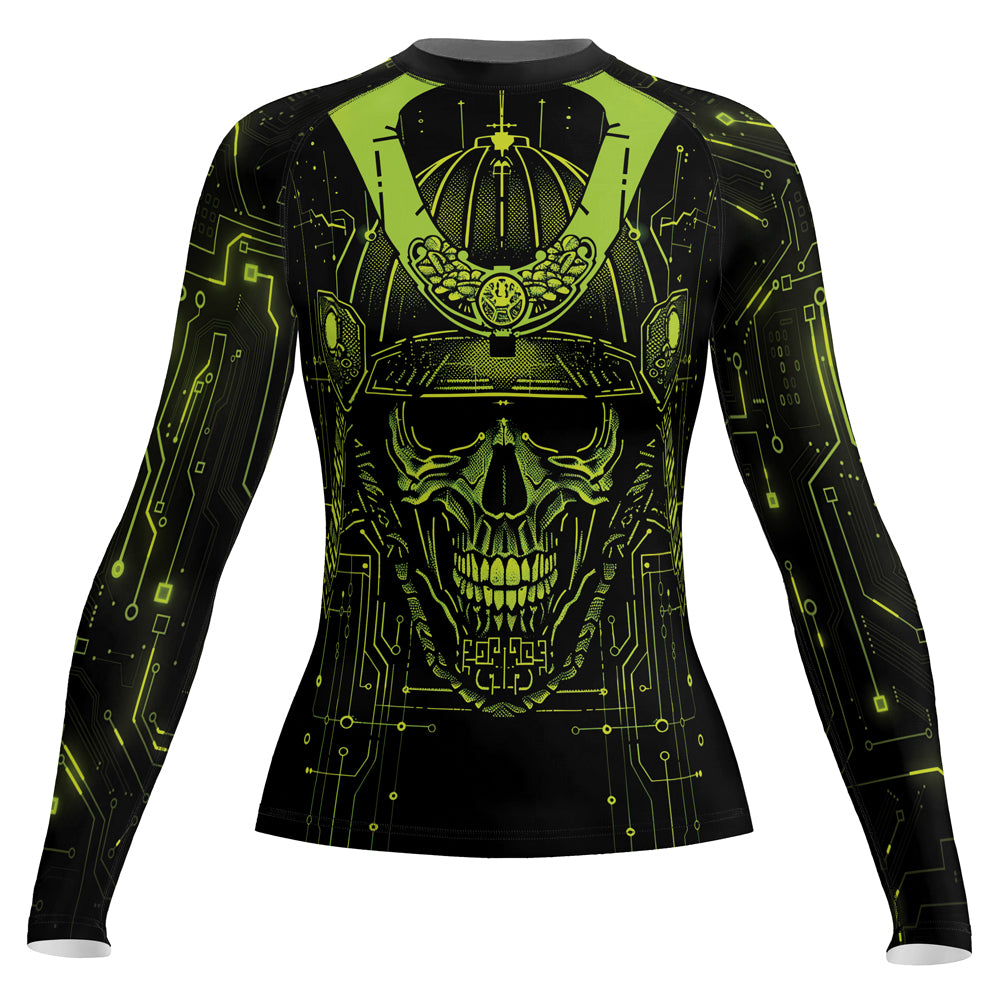 Rashninja Cyber Samurai Circuit Green Women's Long Sleeve Rash Guard

