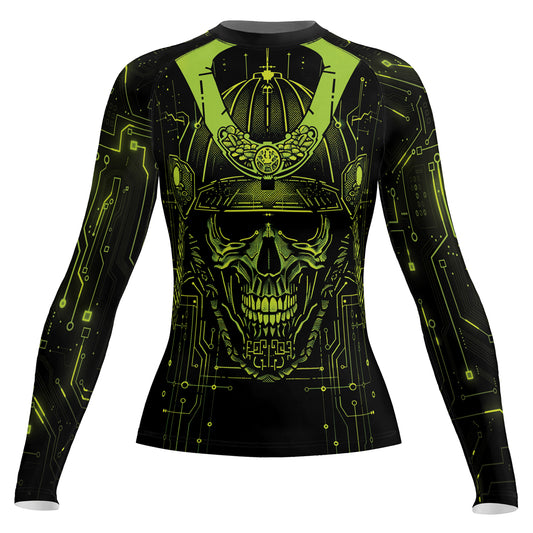 Rashninja Cyber Samurai Circuit Green Women's Long Sleeve Rash Guard

