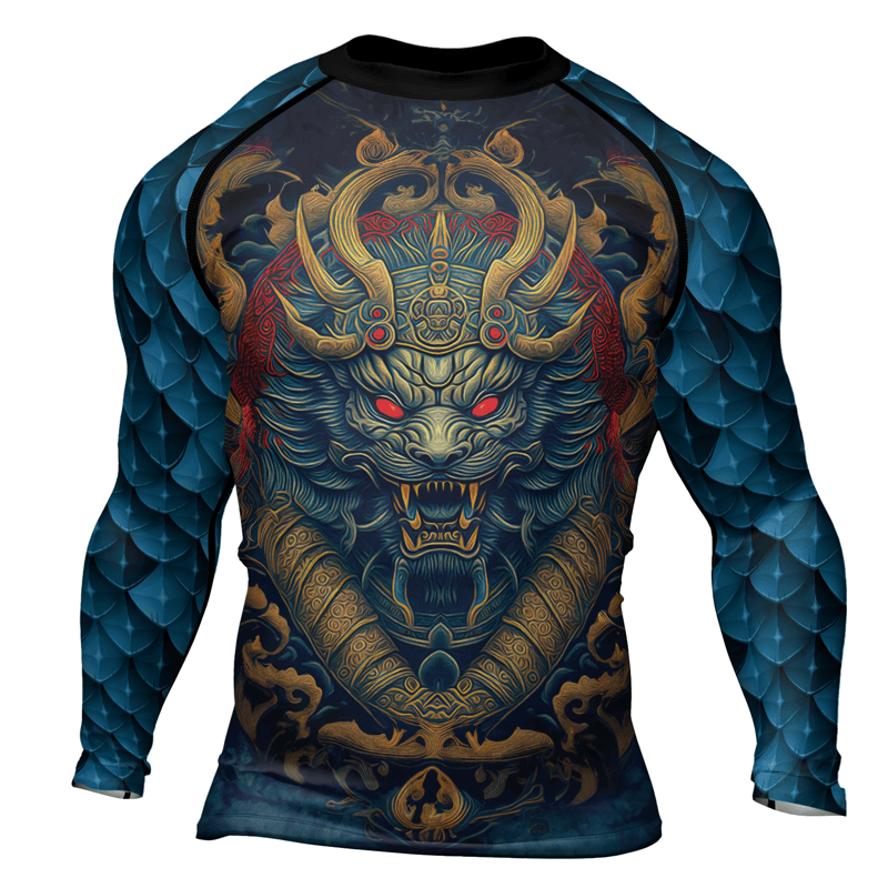 Rashninja Green Dragon Men's Long Sleeve Rash Guard | Fightwear