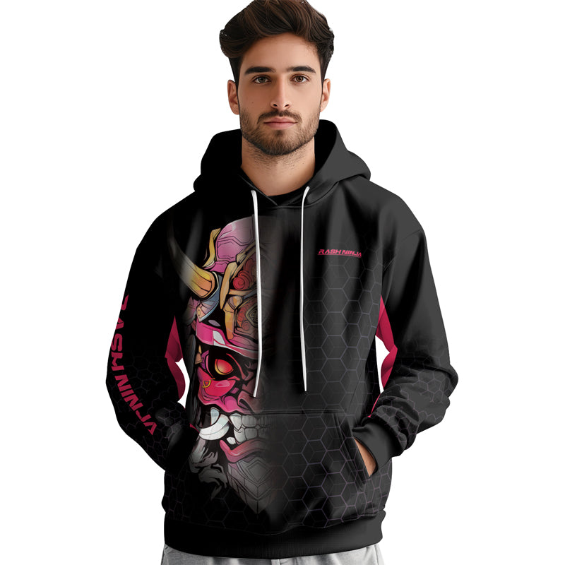 Rashninja Fear the Oni AOP Hoodie | Japanese Samurai Hoodie | Samurai