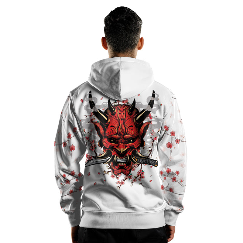 Rashninja Oni Blossom Fusion AOP Hoodie | Japanese Samurai Hoodie