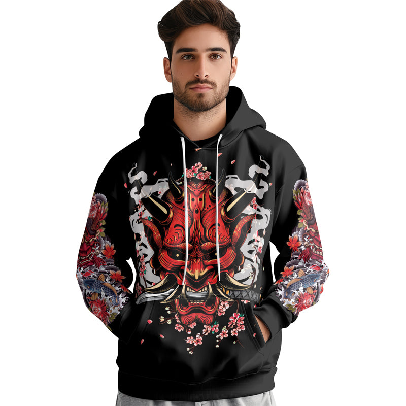 Rashninja The Oni Demon AOP Hoodie | Japanese Samurai Style Hoodie