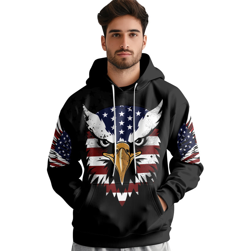 Rashninja American Eagle Head AOP Hoodie | American Flag Hoodies