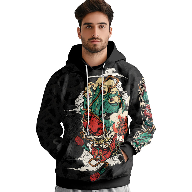 Rashninja Summoning Oni AOP Hoodie | Japanese Samurai Style Hoodie