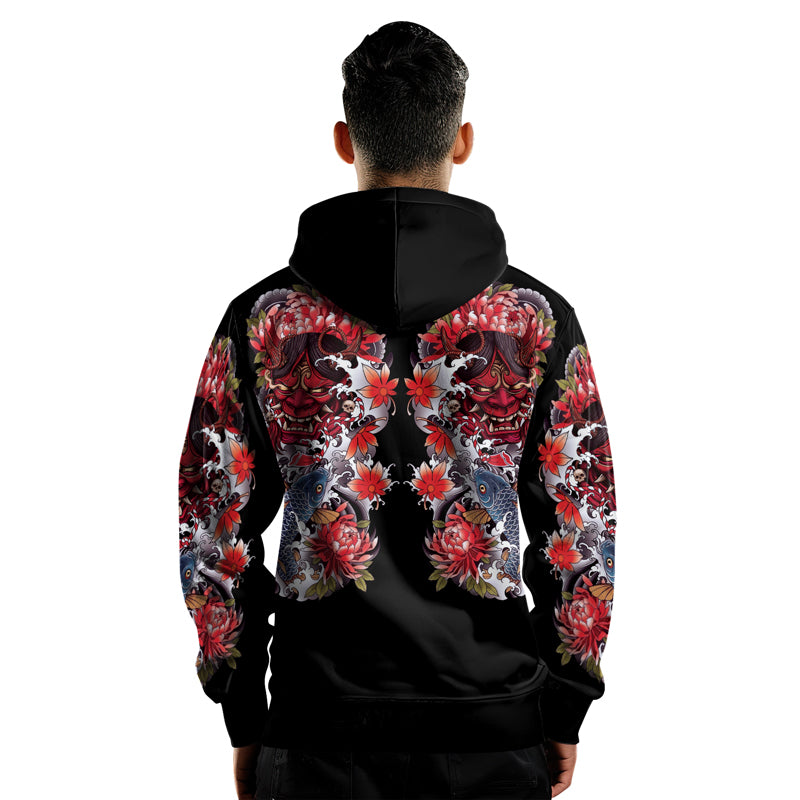 Rashninja The Oni Demon AOP Hoodie | Japanese Samurai Style Hoodie