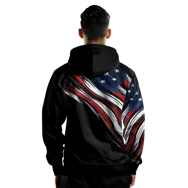 Rashninja Patriotic USA Flag AOP Hoodie | Patriotic Hooded Sweatshirt