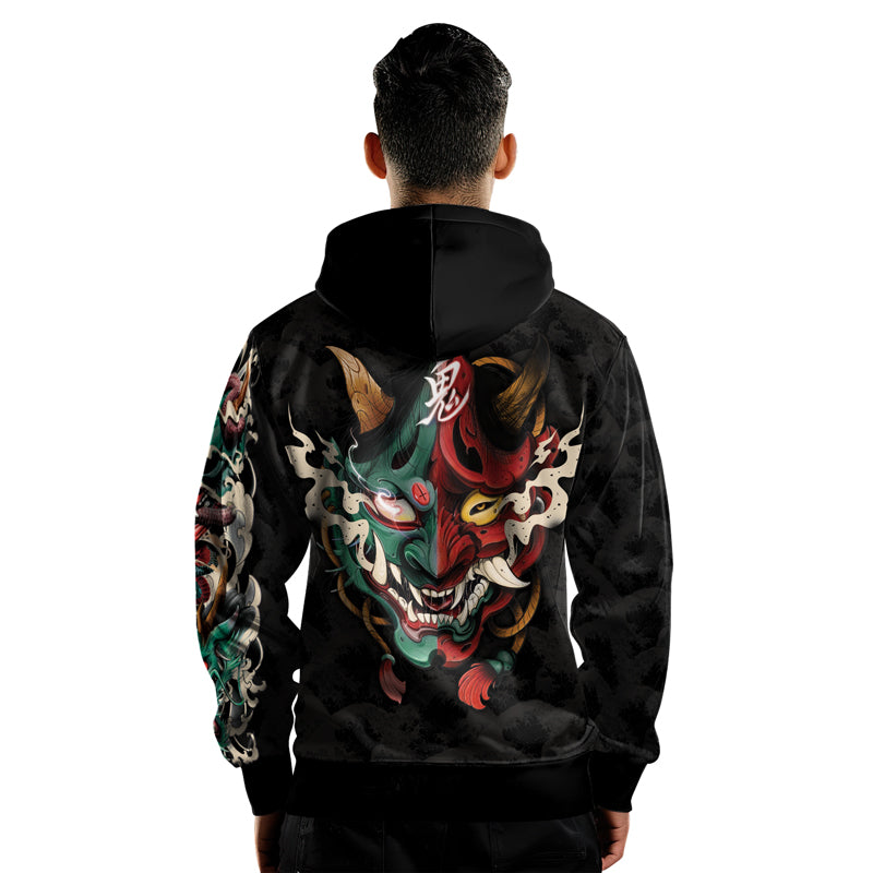 Rashninja Summoning Oni AOP Hoodie | Japanese Samurai Style Hoodie