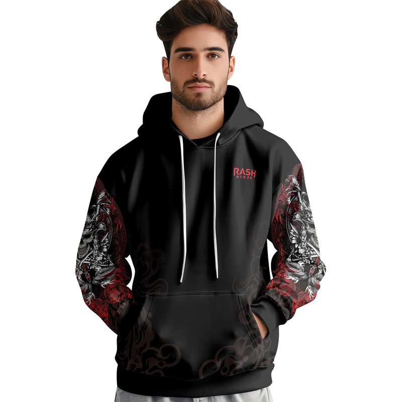 Rashninja Mystic Skull Samurai AOP Hoodie | Japanese Samurai Hoodie