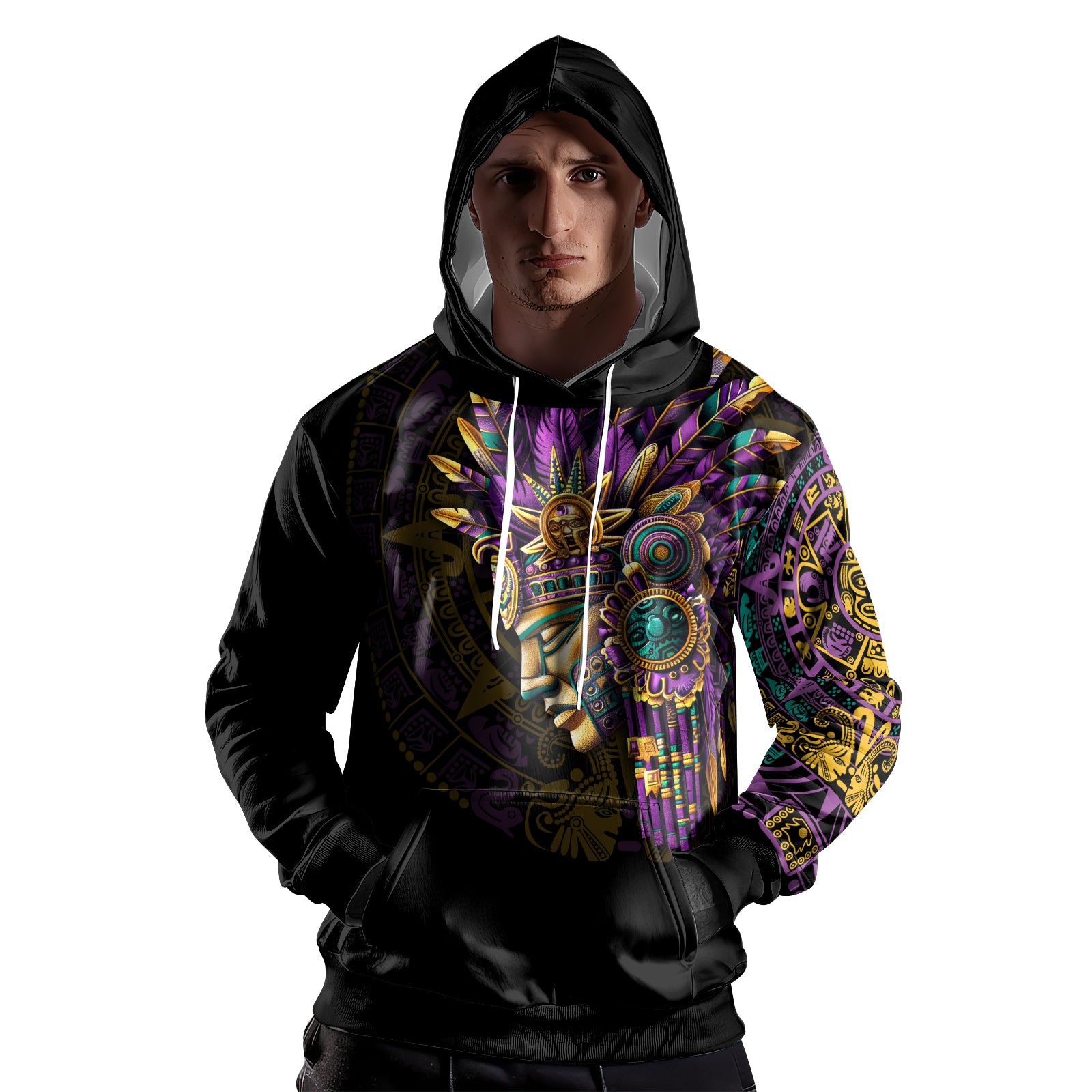 Rashninja Aztec Purple Tribe Headman AOP Hoodie