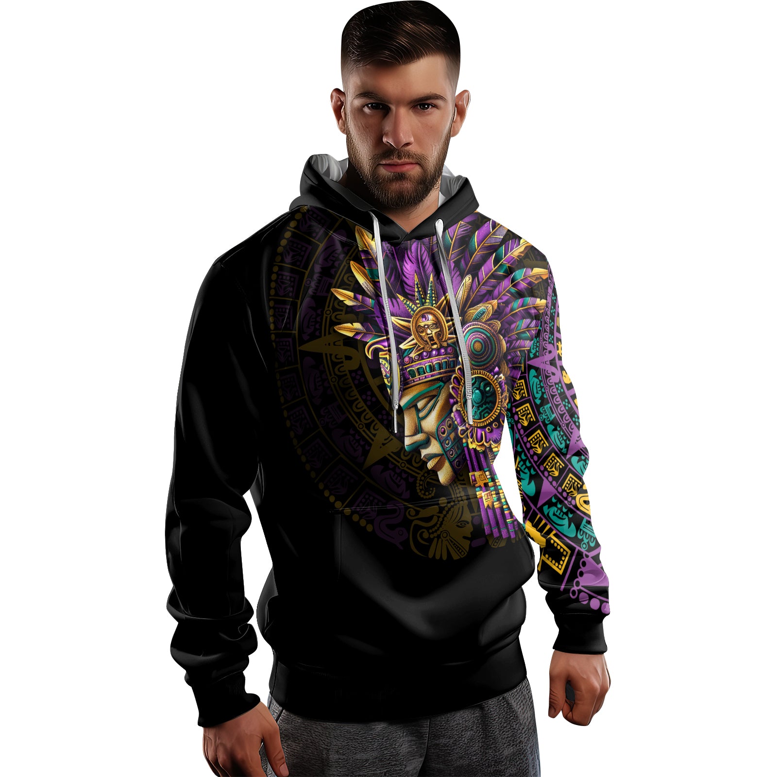 Rashninja Aztec Purple Tribe Headman AOP Hoodie