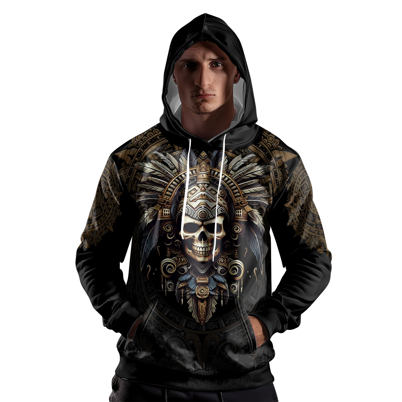 Rashninja Aztec Tribe Headman Skull AOP Hoodie