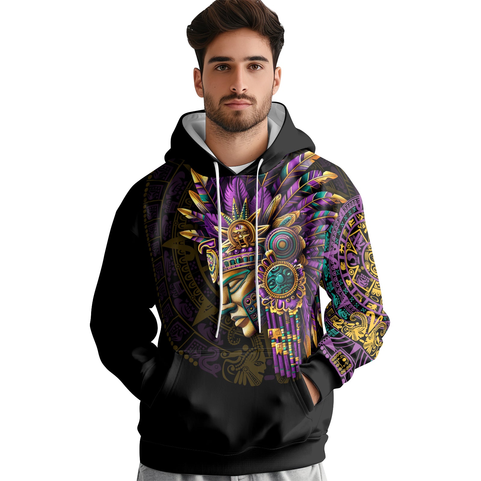 Rashninja Aztec Purple Tribe Headman AOP Hoodie