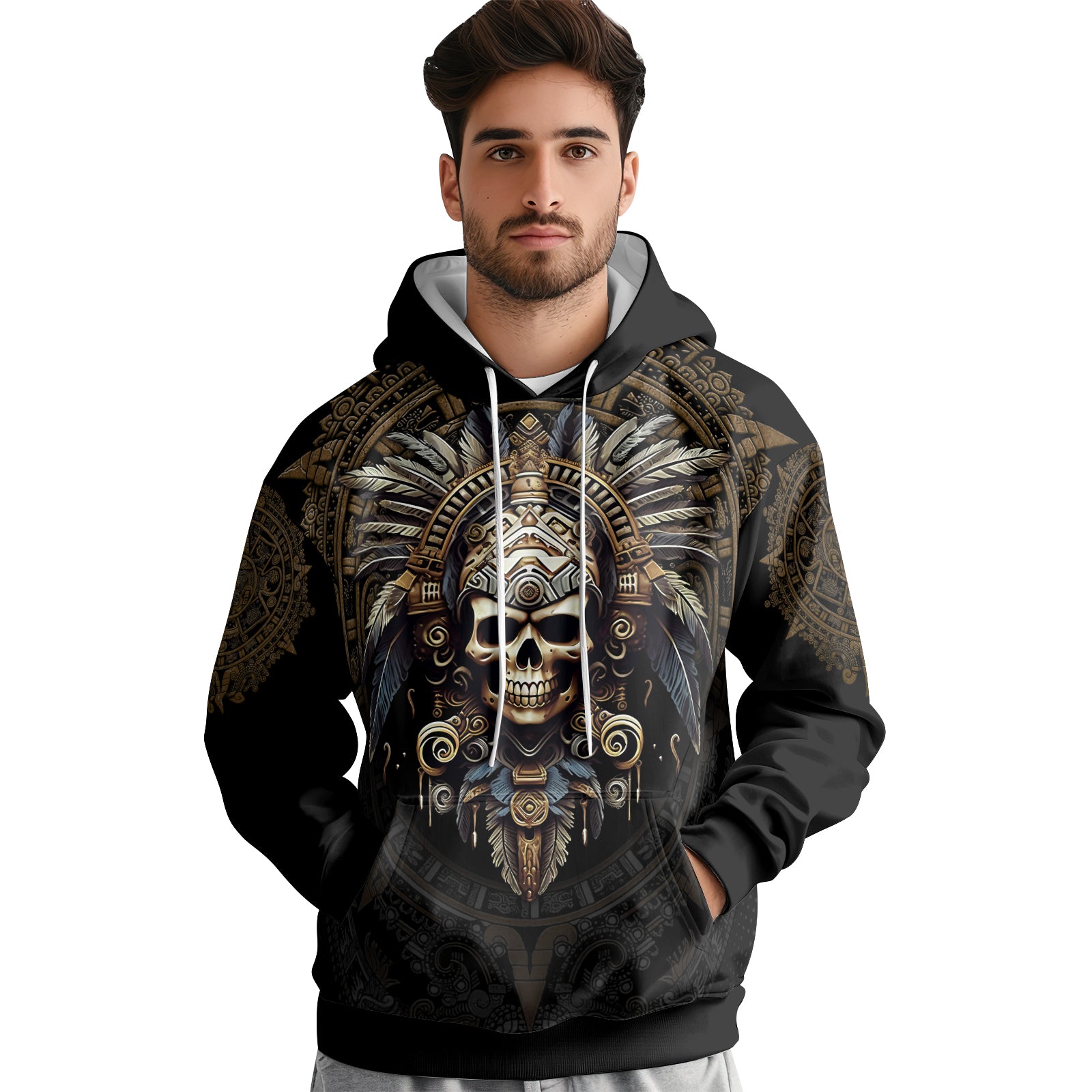 Rashninja Aztec Tribe Headman Skull AOP Hoodie