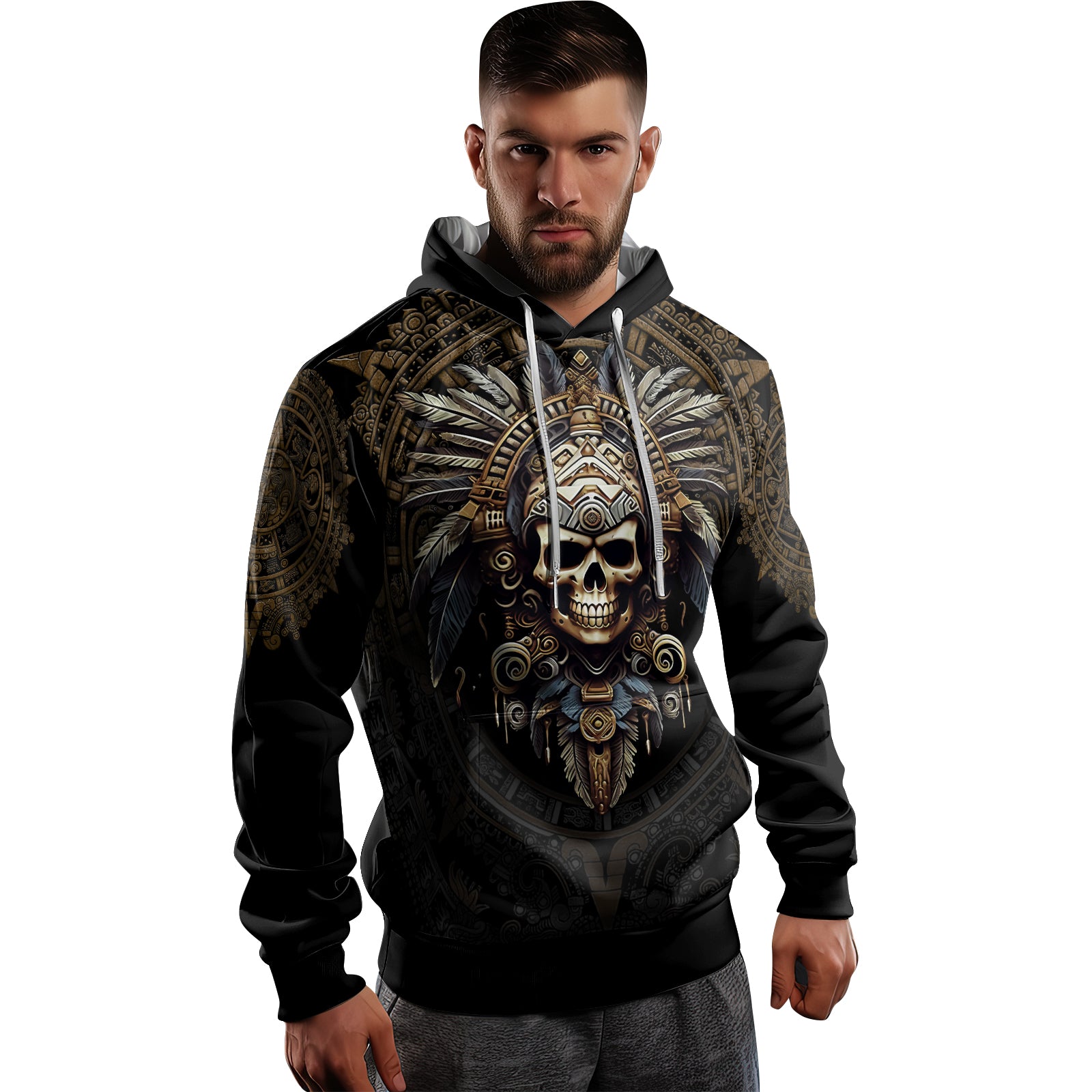 Rashninja Aztec Tribe Headman Skull AOP Hoodie