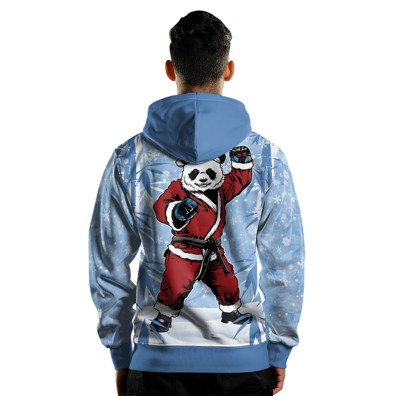 Rashninja Blue Santa Panda Kung Fu AOP Hoodie