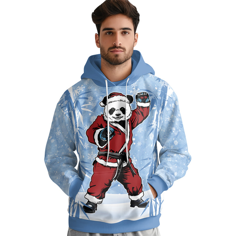 Rashninja Blue Santa Panda Kung Fu AOP Hoodie