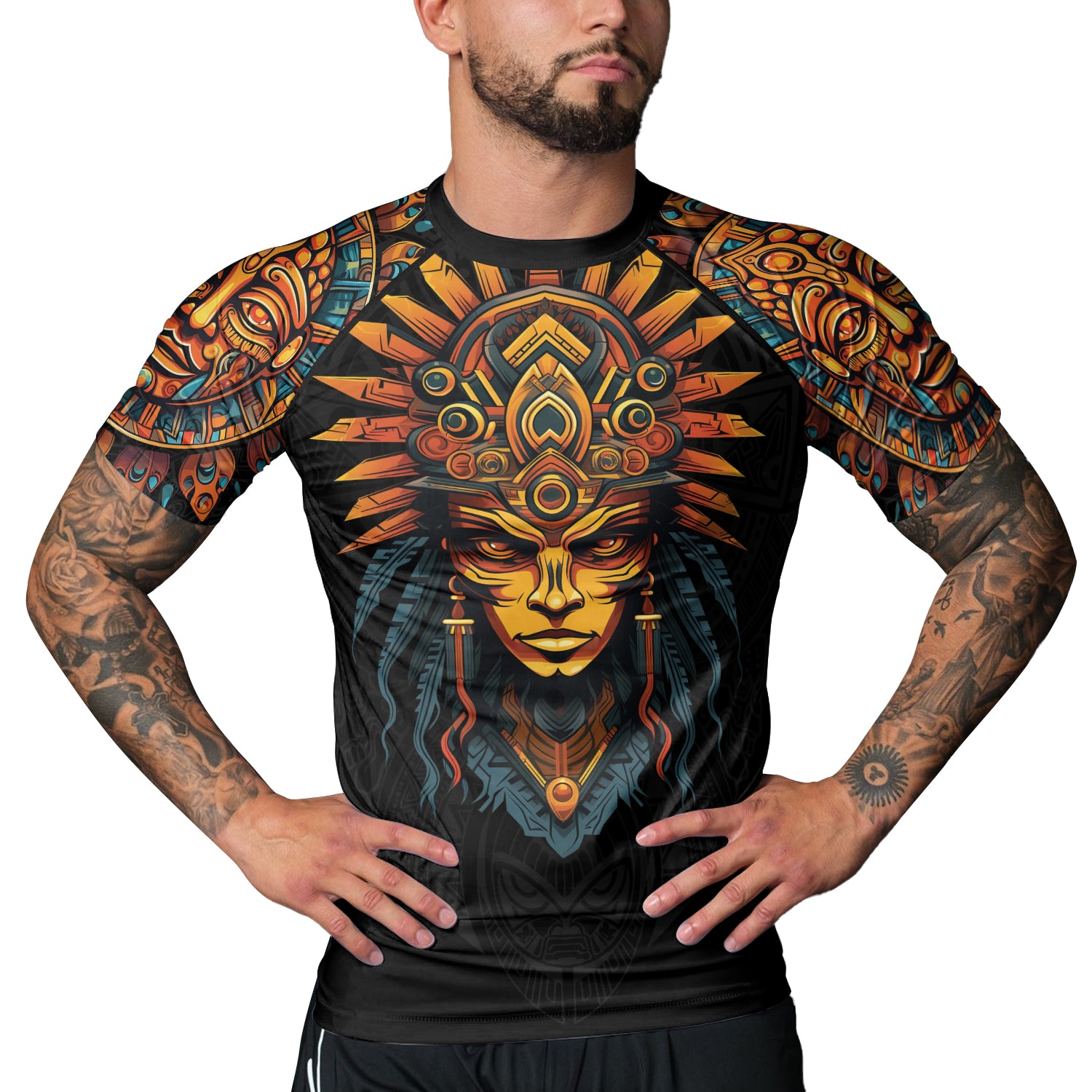 Rashninja Aztec Chieftain Men's Short Sleeve Rash Guard