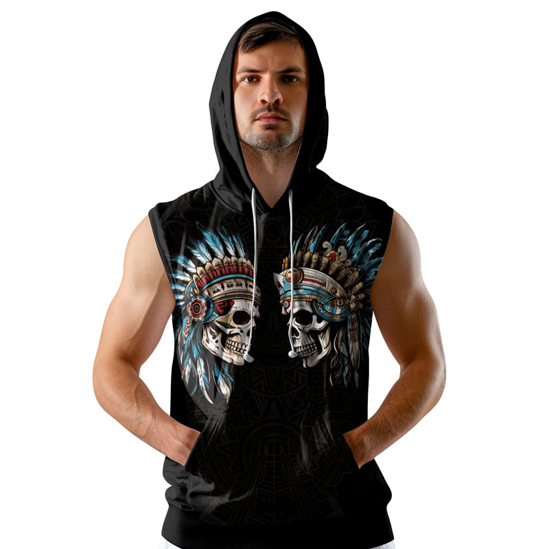 Rashninja Aztec High Chief Skull Sleeveless Hoodie | Sleeveless Hoodie