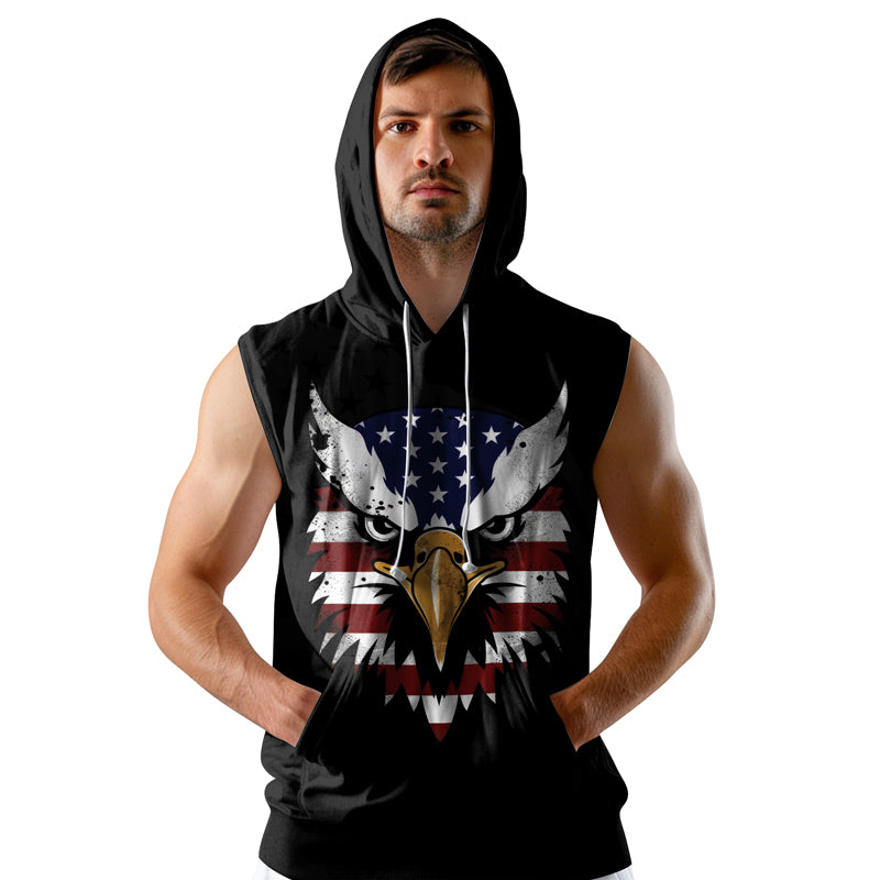 Rashninja American Eagle Head Sleeveless Hoodie |MMA Sleeveless Hoodie