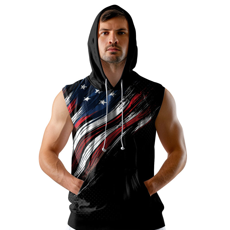 Rashninja Patriotic USA Flag Sleeveless Hoodie | MMA Sleeveless Hoodie