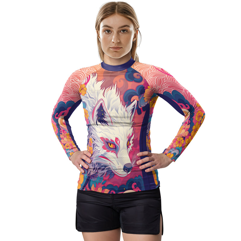 Rashninja Japanese White Kitsune Women's Long Sleeve Rash Guard