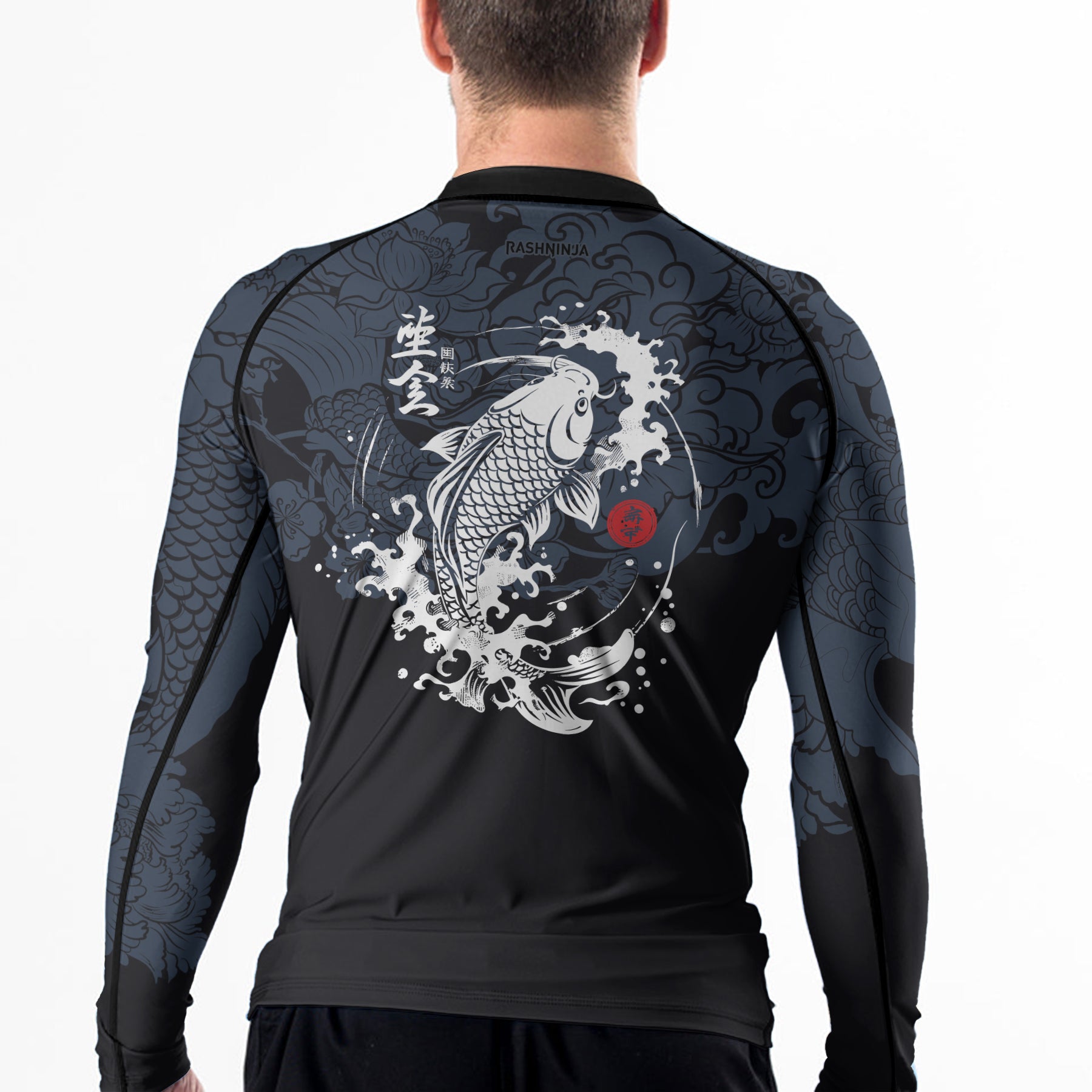 Rashninja Dark Wave Koi Men's Long Sleeve Rash Guard