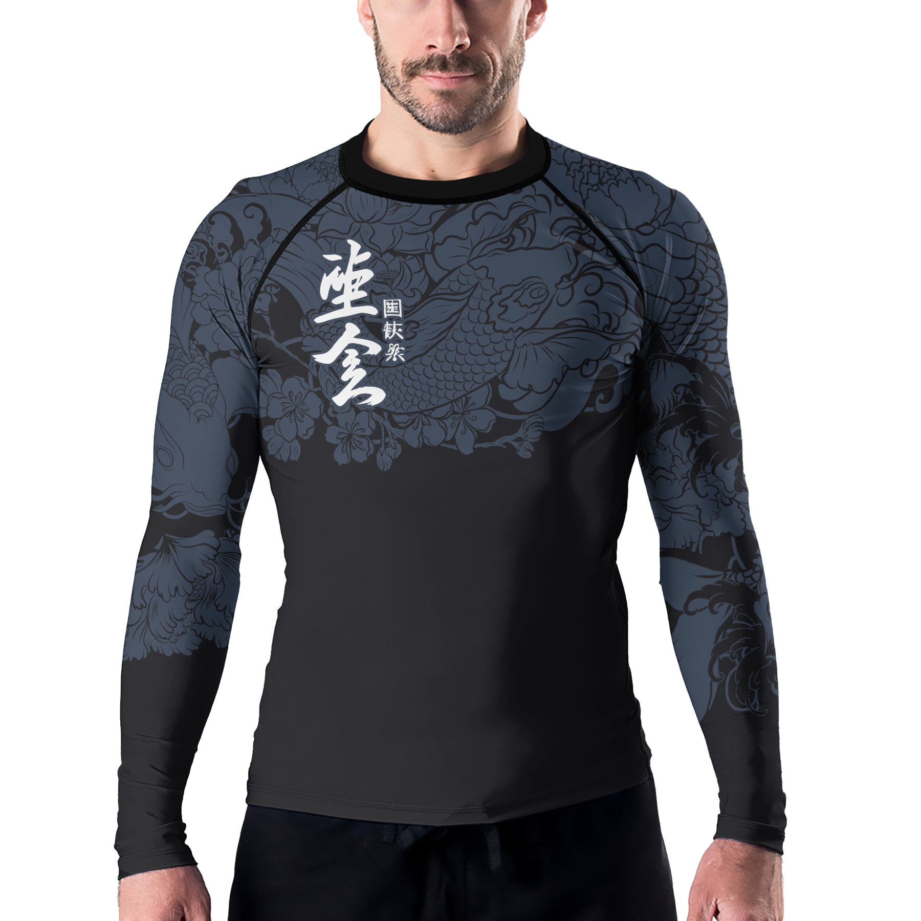 Rashninja Dark Wave Koi Men's Long Sleeve Rash Guard