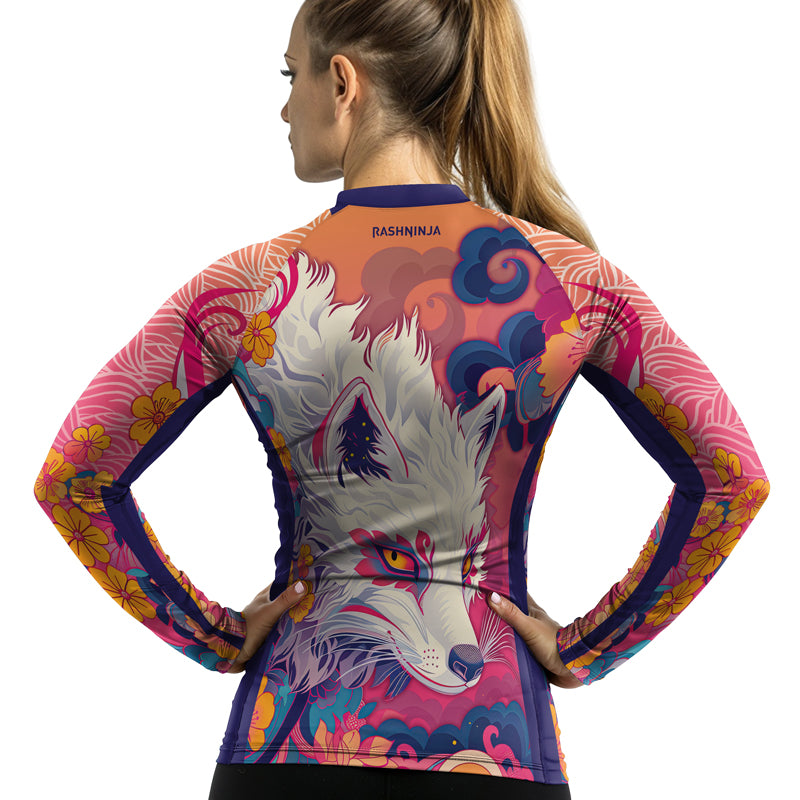 Rashninja Japanese White Kitsune Women's Long Sleeve Rash Guard