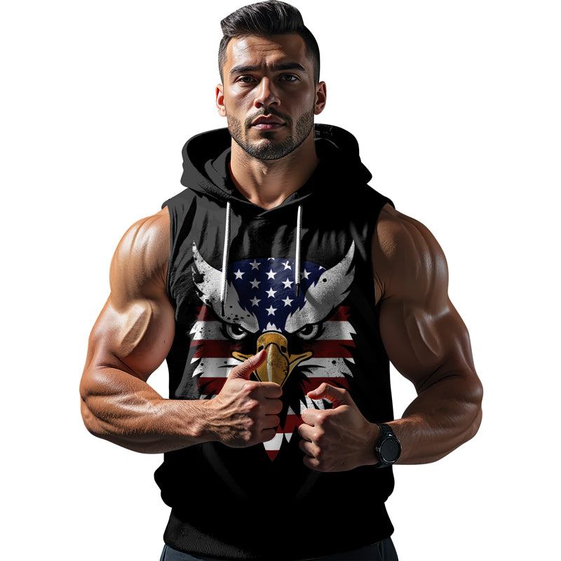 Rashninja American Eagle Head Sleeveless Hoodie |MMA Sleeveless Hoodie